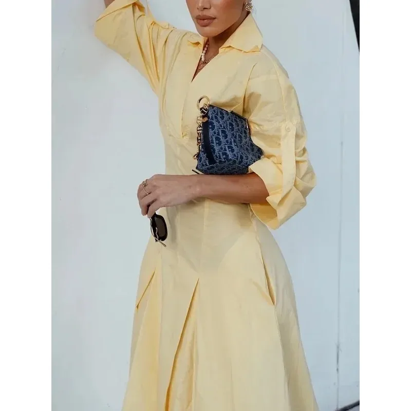 Tilaa فساتين ماكسي أنيقة تناسب عطلة المهنة النساء مساء عيد ميلاد الزفاف ألف خط قمصان فستان طويل 2025 الربيع الصيف