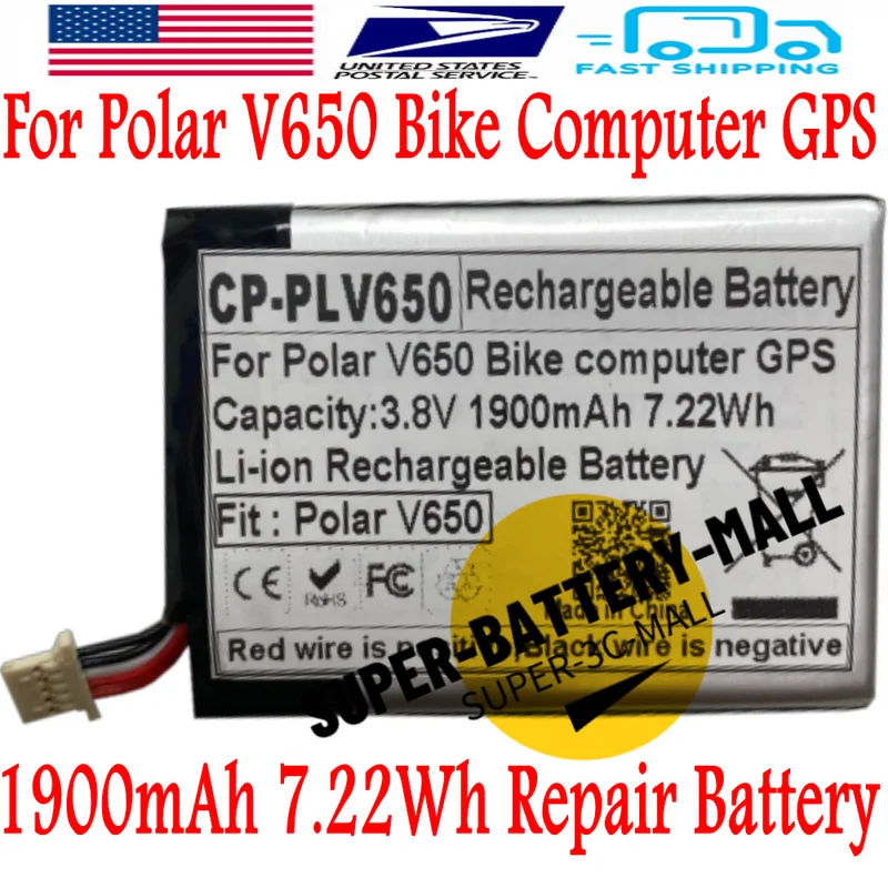 

USPS 1900mAh Repair Battery For Polar V650 Bike computer GPS Polar V650 Battery
