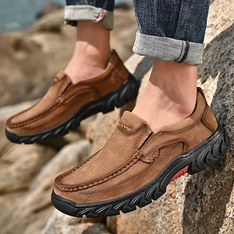 

Мужская обувь из натуральной кожи, дышащая мужская повседневная обувь, удобные мужские лоферы, модные мужские кроссовки, мягкие уличные мужские лоферы