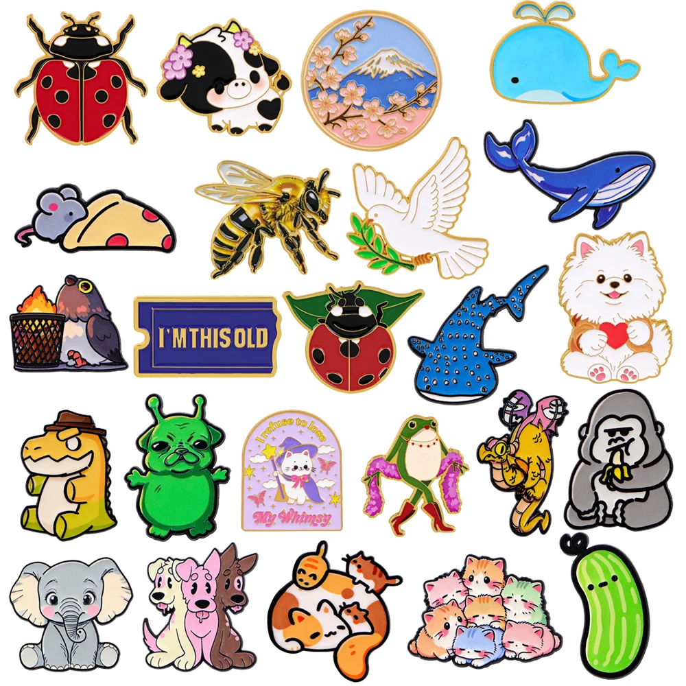 Lustige Niedliche Tierserie Kreative Trendige Cartoon-Anstecknadel Abzeichen Pin für Jeans-Taschen Geschenk für Männer Frauen Mode-Schmuck Accessoires