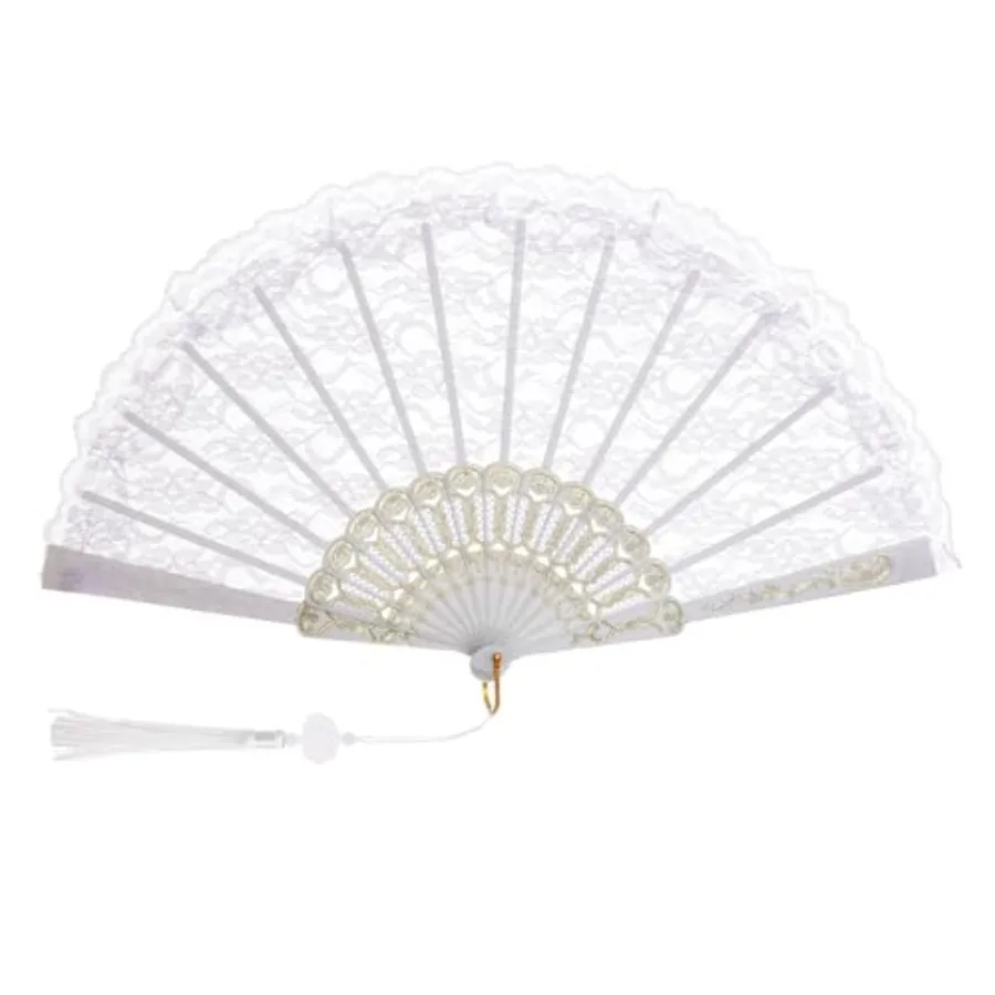 

Lace Handheld Folding Fan Embroide Flower Bridal Hand Fan Chinese Japanese Vintage Fan for 90s Costume Wedding Dancing Tea Part