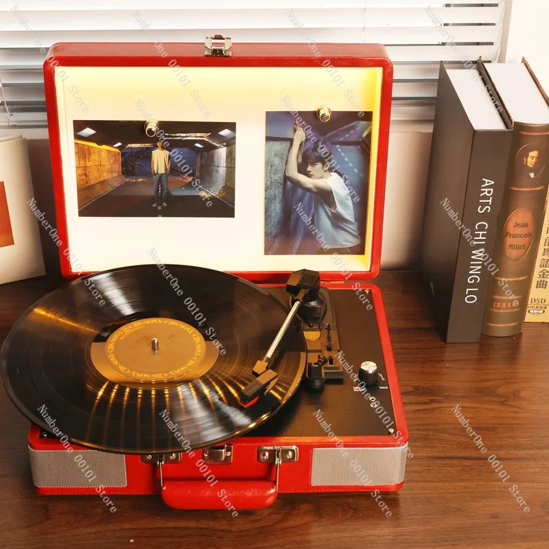 Vintage Vinyl Record Player Bluetooth Turntable Retro Gramophone Speaker Home Audio System European Style Living Room Decoration
