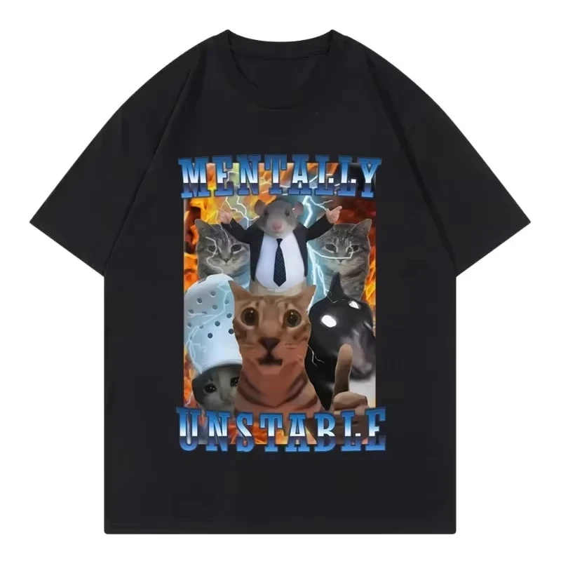 

Винтажная футболка с забавным котом и мемом, женская одежда, модная футболка Y2k, летние повседневные футболки, уличная одежда с графикой