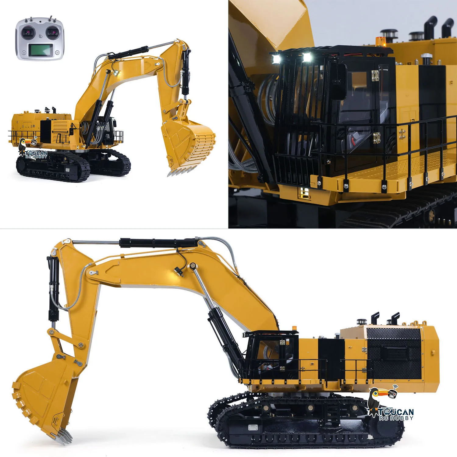 6015B 1/14 RC Hydraulic Excavator Heavy Duty Machine Remote Control Metal Digger Model Lights Liquid Crystal Display Trucks Toy
