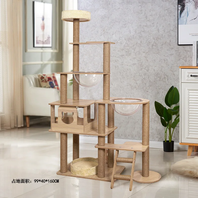 

Luxury Cat Villa High Tree for Large Cats, Xl House Climbing Tower, Wood Scrapers for Cats, House Wall Furniture Set