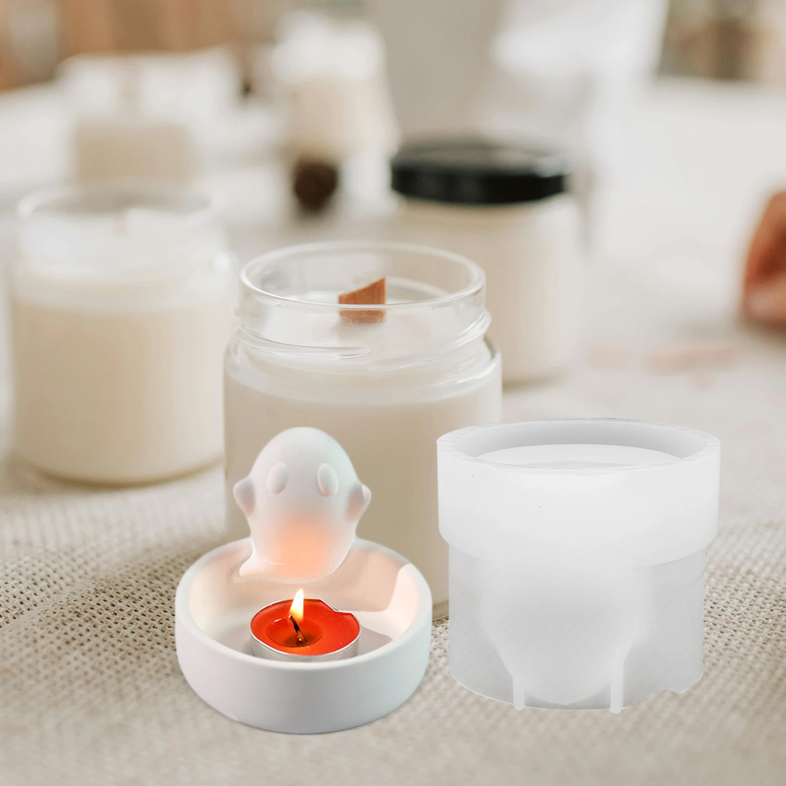 

Ghost Candlestick Mold Diy Fragrance Holder Craft Molds for Resin White Silicone