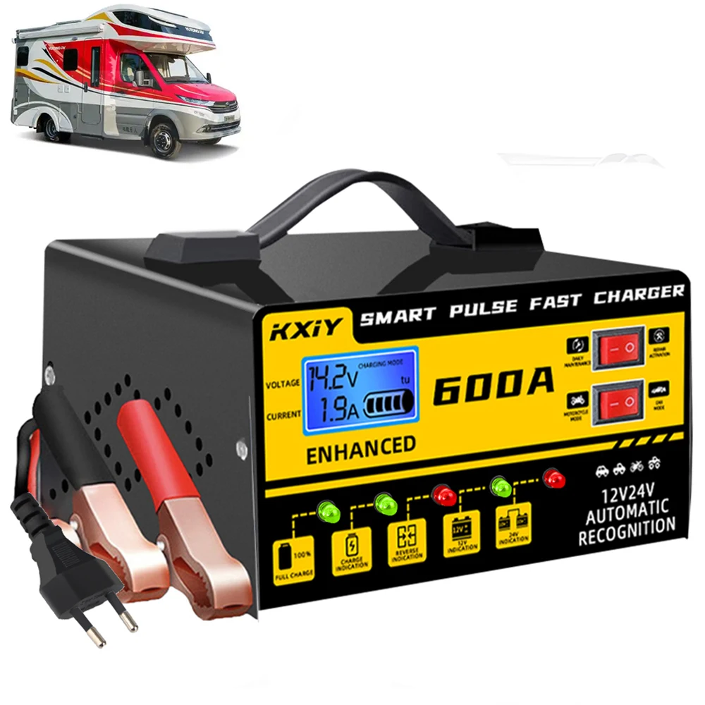 سيارة RV شاحنة مقطورة ذكي شاحن بطارية ذكي الجهد كشف درجة الحرارة نبض إصلاح 12 فولت 24 فولت 600A متعددة الوظائف #1