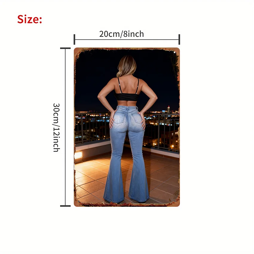 2D Flat - 1pc Vintage Denim And Lingerie Combination | 2D Iron Sign For Farmhouse Decor, Festive Parties, And Home Wall Art, Per