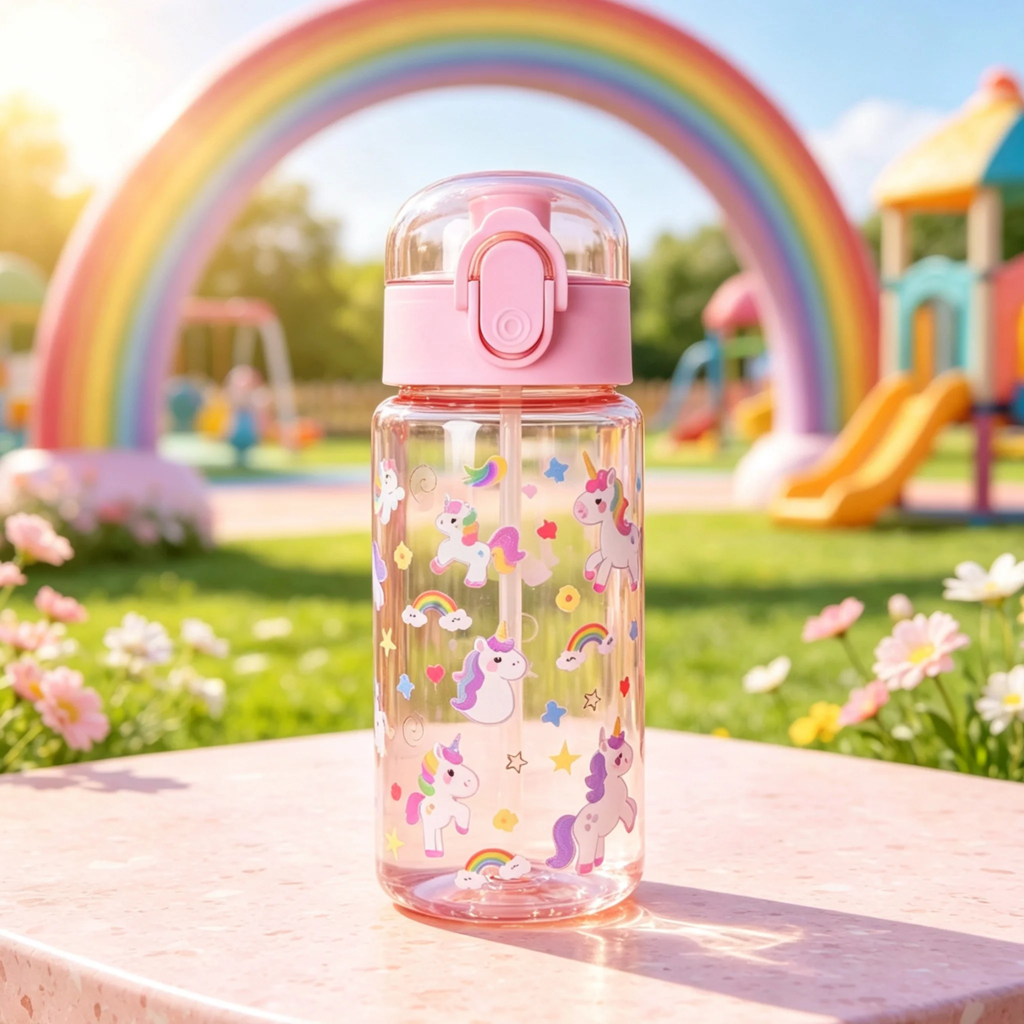 3D Printed Transparent Water Cup with Cartoon Patterns –550ML Vivid Color, Fade-Resistant, Cute & Stylish, Durable