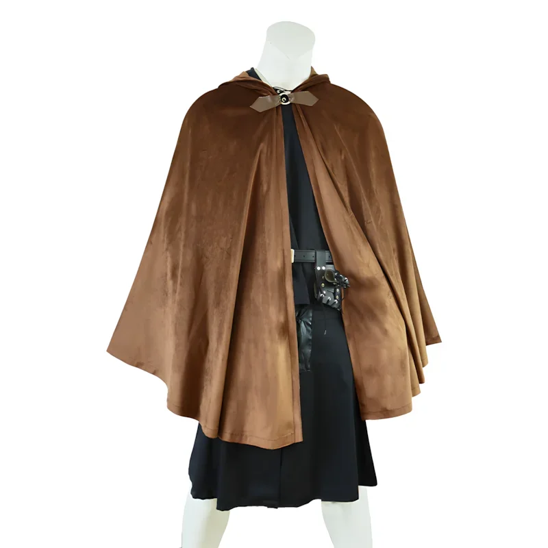 

Adult Unisex Medieval Cloak Retro Hooded Long Cape Coat Pirate Viking Cos Halloween Party Gothic Vampire Cosplay Costume Props