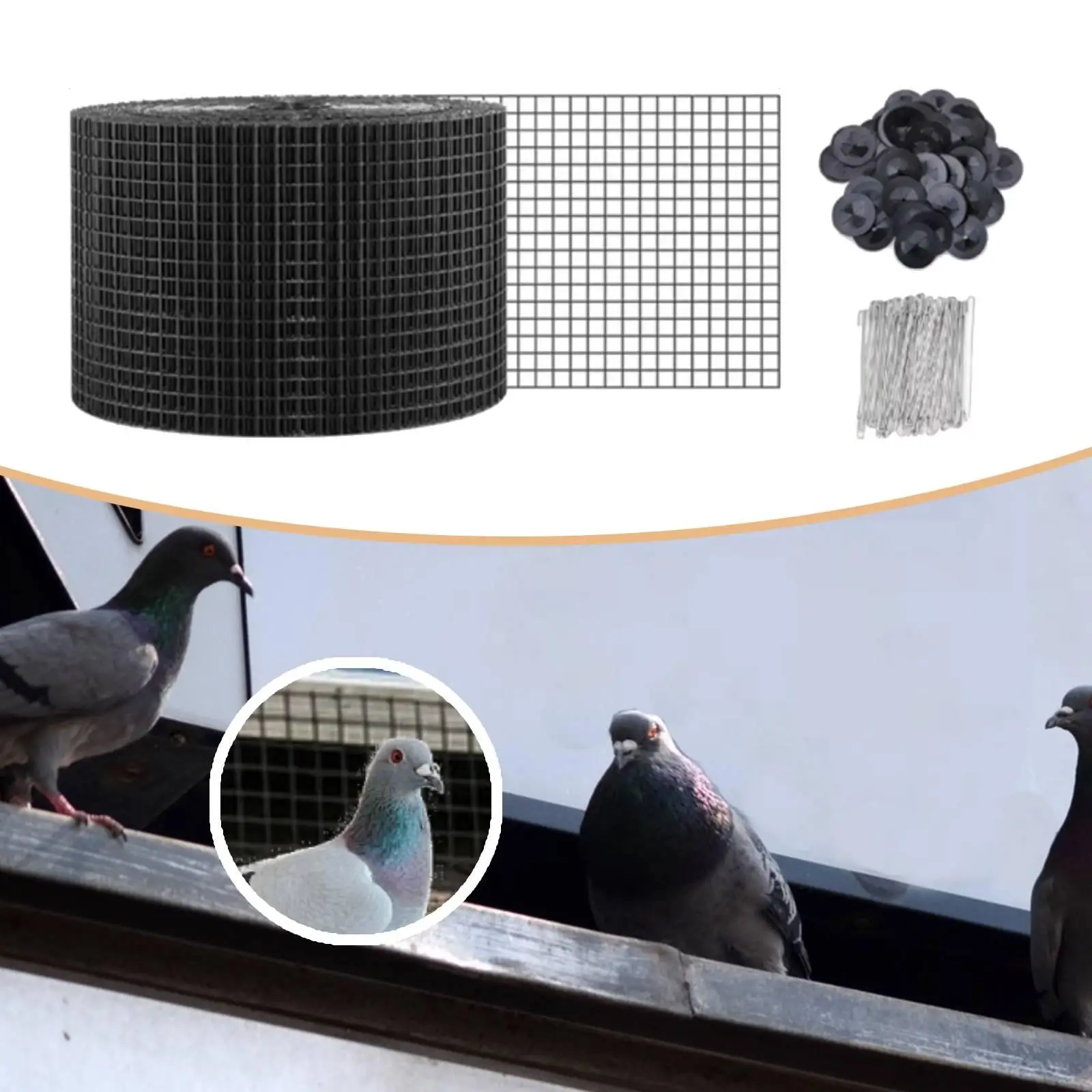 Bird Netting Fence with Fastener Clips Galvanized Wire Mesh for Solar Panel Roof Animal Leaf Guard Home Roof Safety