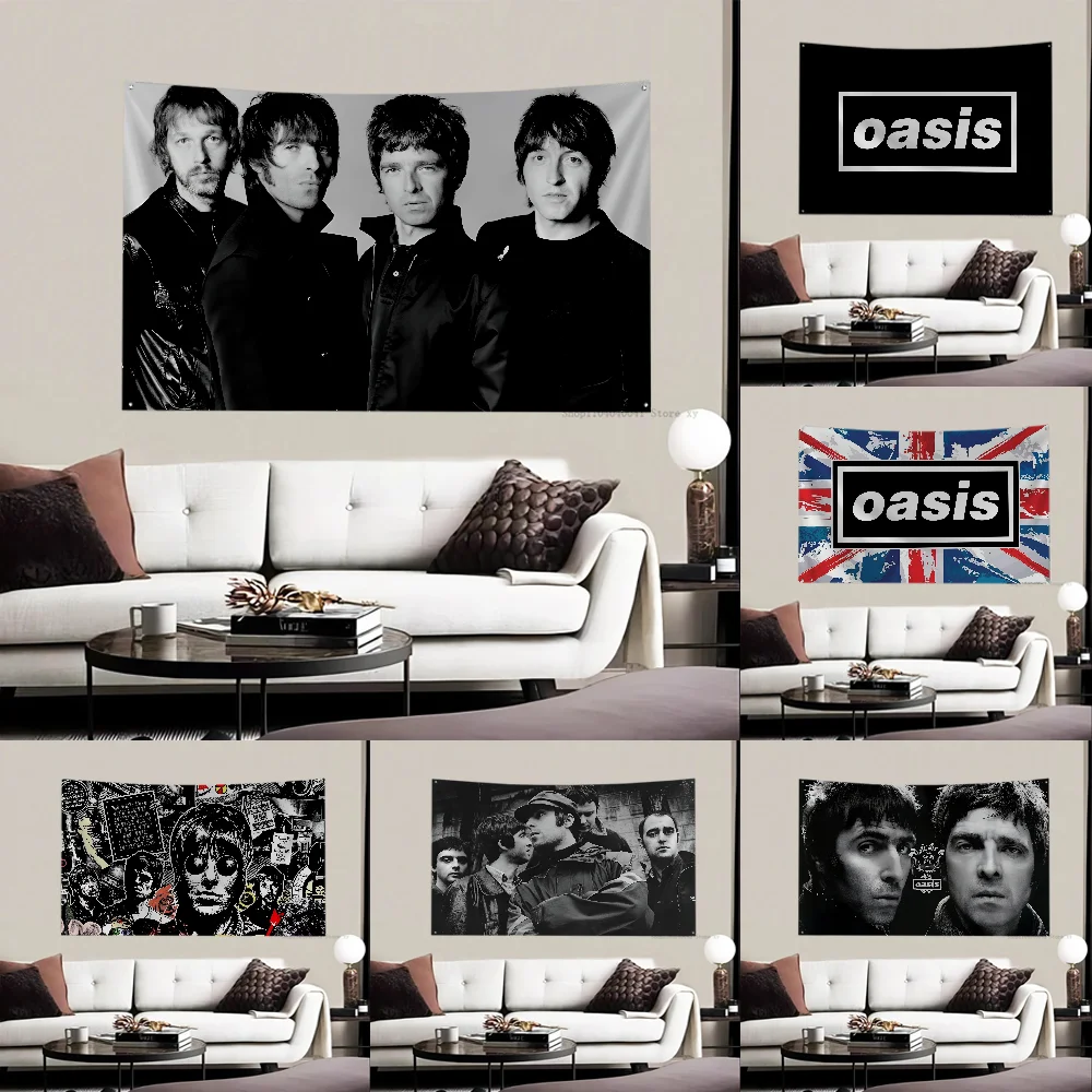 1PC Band Oasis Flag And Banners Four Hole Flag Polyester Outdoor Decor Room Aesthetic