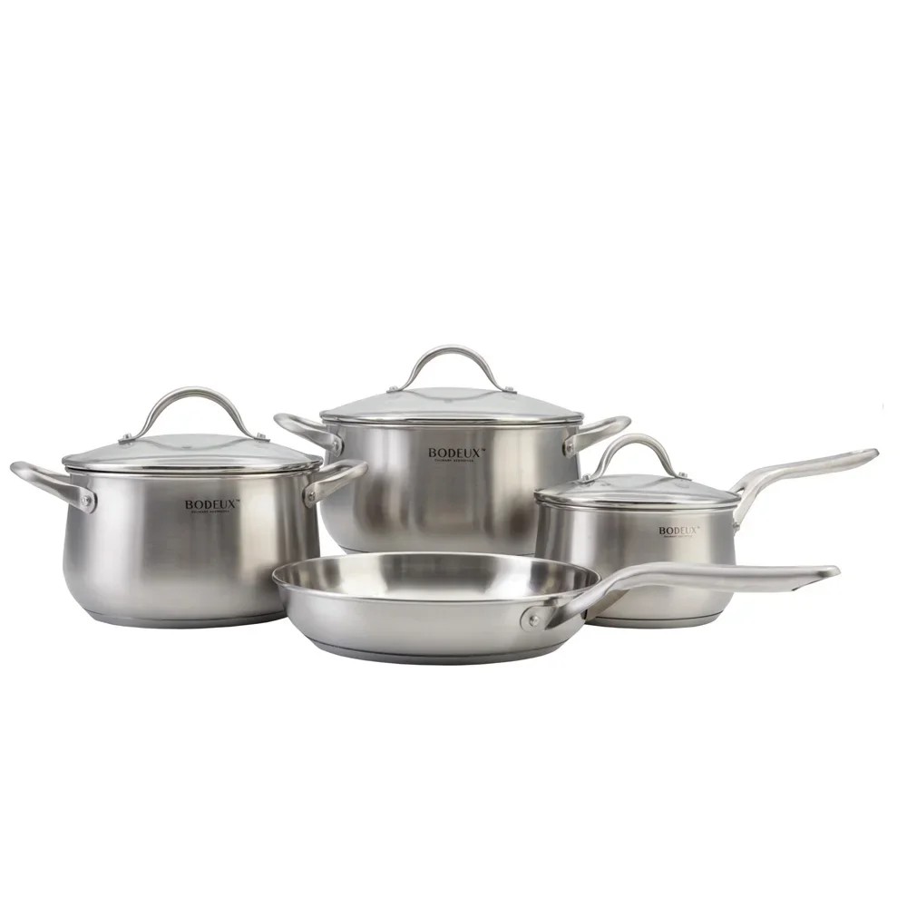 

Wholesale Food Grade Stainless Steel Cooking Pot 4pcs Elegant Kitchen Cookware Set Stainless Steel