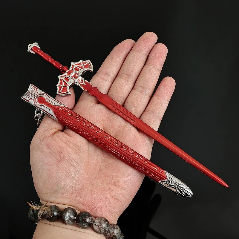 22 ซม./8.66in ตํานานของ Qin อะนิเมะอุปกรณ์ต่อพ่วงอาวุธรุ่นสีแดงดาบ Sheath โลหะหัตถกรรมเครื่องประดับคอลเลกชันเดสก์ท็อป