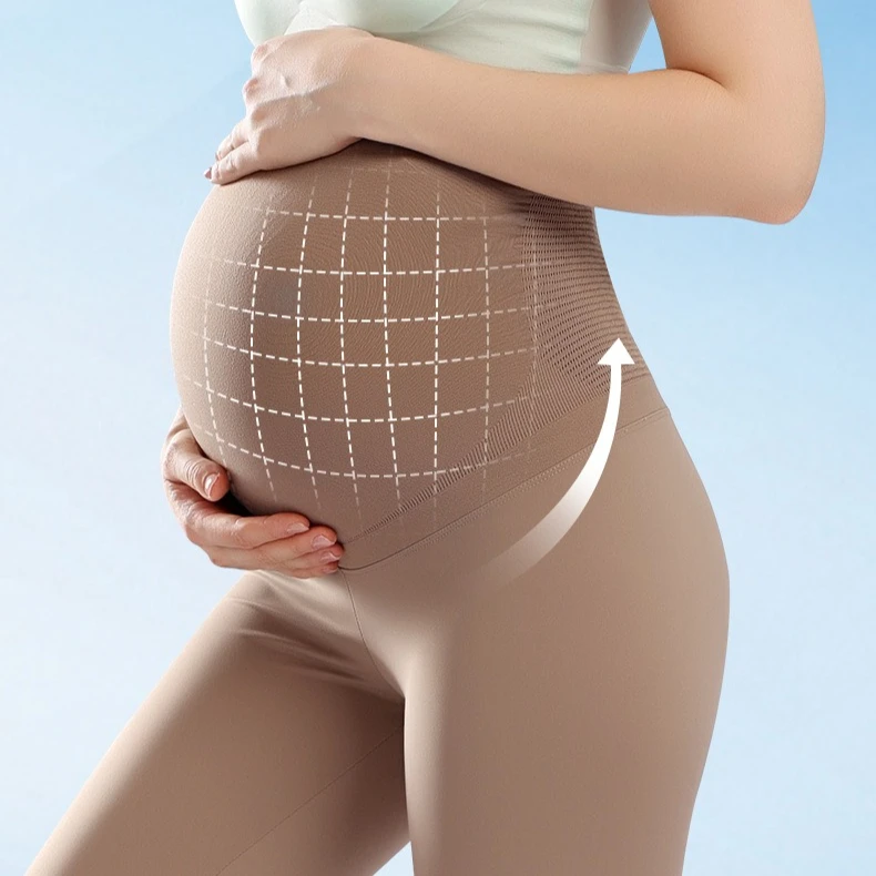 マタニティハイウエストレギンス 妊娠中サポート シームレスデザイン 高伸縮性 ヨガパンツ 快適なワークアウトウェア