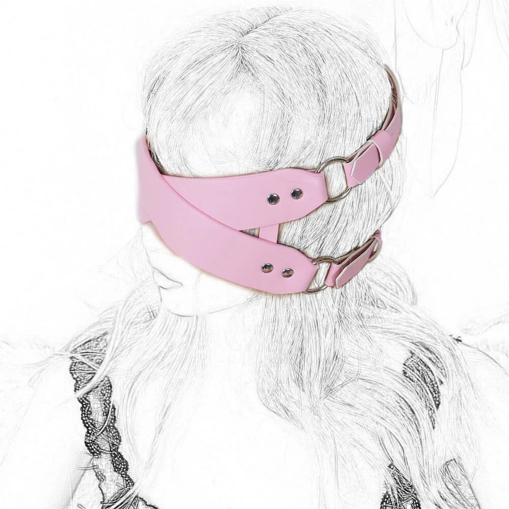 Punk Cross Blindfolds Masks PU Leather Half Face Mask Cosplay Costume Accessory Women's Sexy Masquerade Parties Clothing