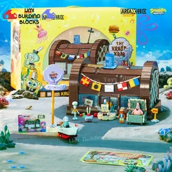 SpongeBob SquarePants Building Blocks Cartoon Krabby Patty Restaurant Assembly Building Blocks Creative Model Ornaments Toy Gift