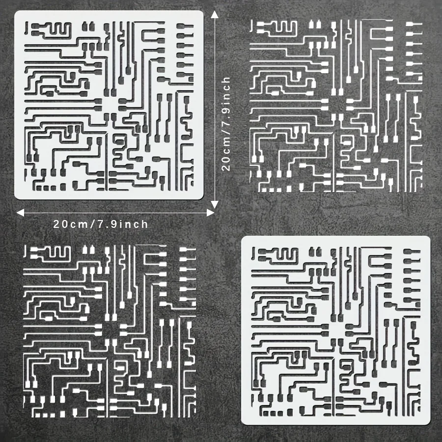 추상 기하학적 PET 스텐실 - 벽 및 DIY 공예품을 위한 재사용 가능한 현대 미술 패턴
