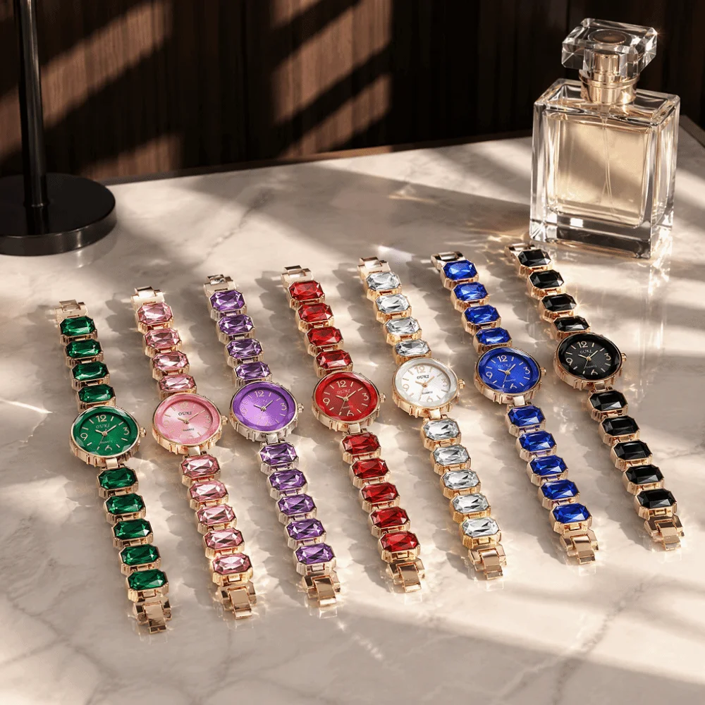 Versatile Rhinestone Quartz Watches Diamond Studded Watch Strap with Adjustable Bracelet Women Wristwatch Wrist Decoration Gift