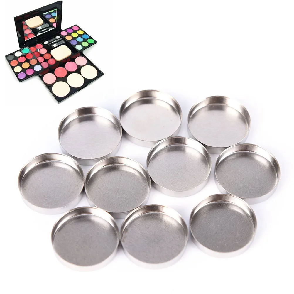 10Pcs DIY Aluminum Round Empty Eyeshadow Pans Powder Storage Case Cosmetic Tools 15MM Makeup Pigment Palette Wholesale