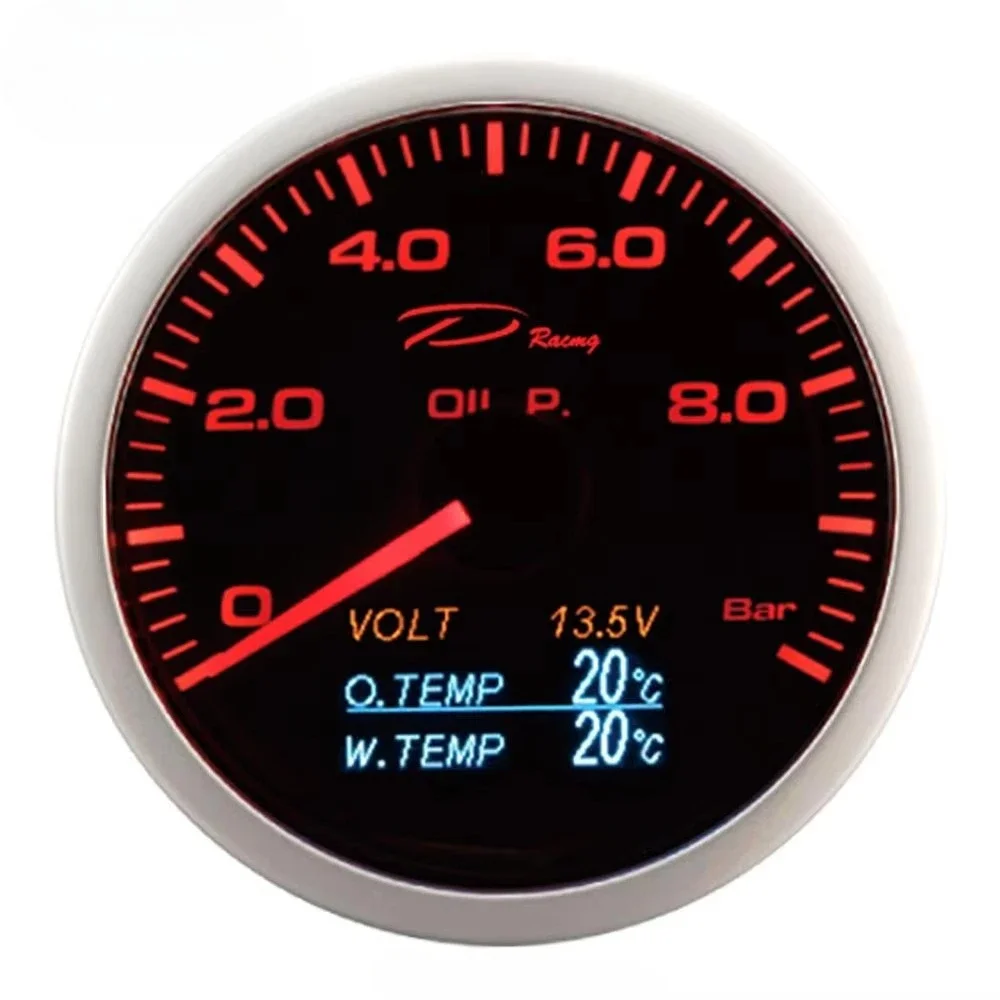 Pressure Gauge Kit Plus OLED Digital DC Voltmeter 12V Oil Temperature Meter Rail Water Temperature Sensor Racing Car Instrument