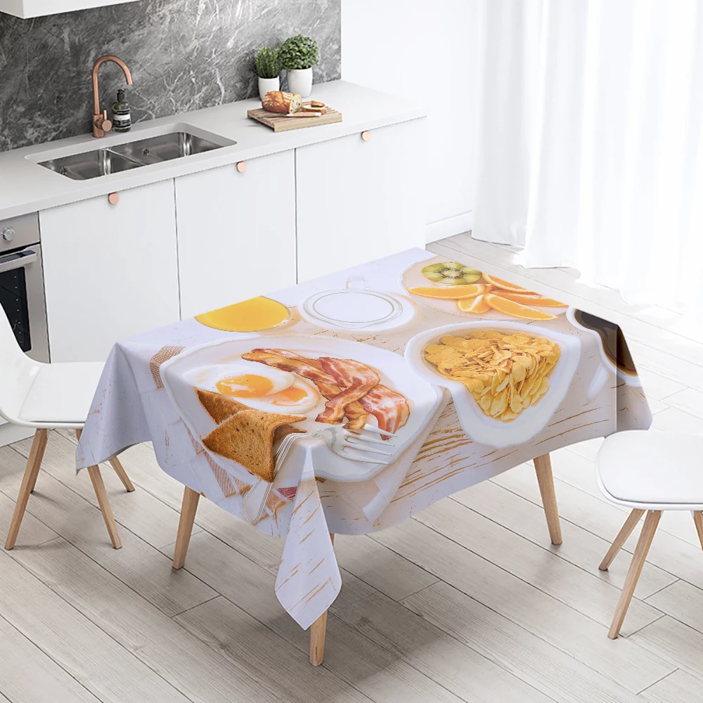 Food Print Tablecloth Stain Resistant Waterproof Rectangular  Kitchen Restaurant Table Decoration Home Decor