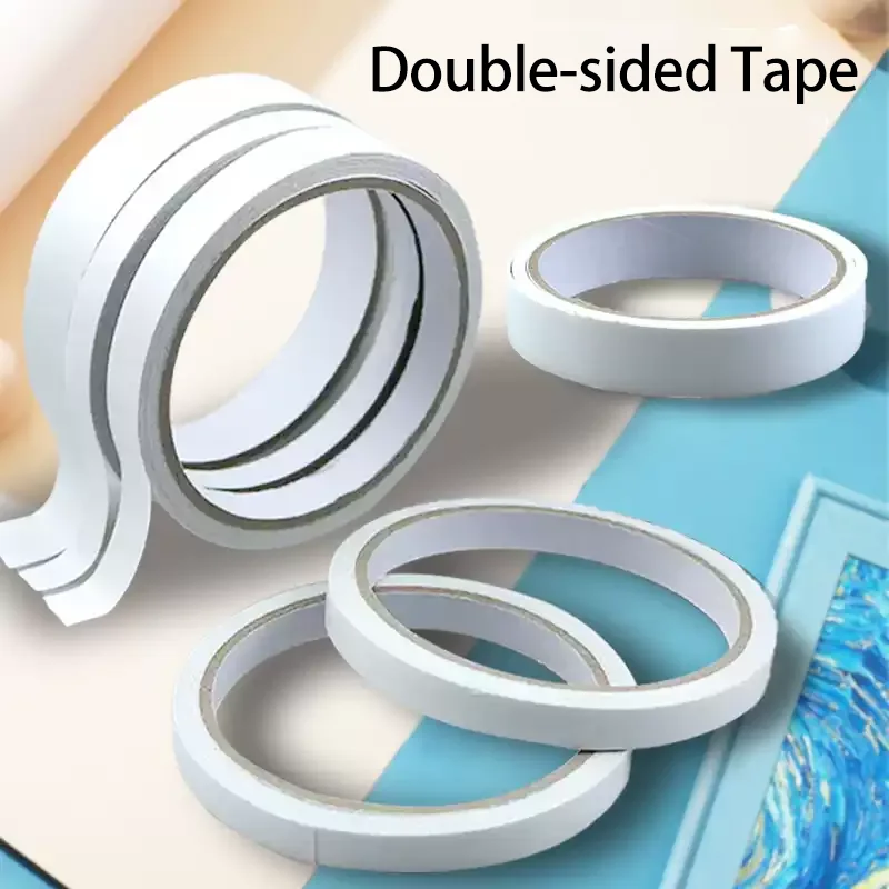 10M High-Adhesive Double-Sided Tape, Ultra-Thin, Strong Hold, Stationery Office Craft, Easy to Tear, Transparent White Paper