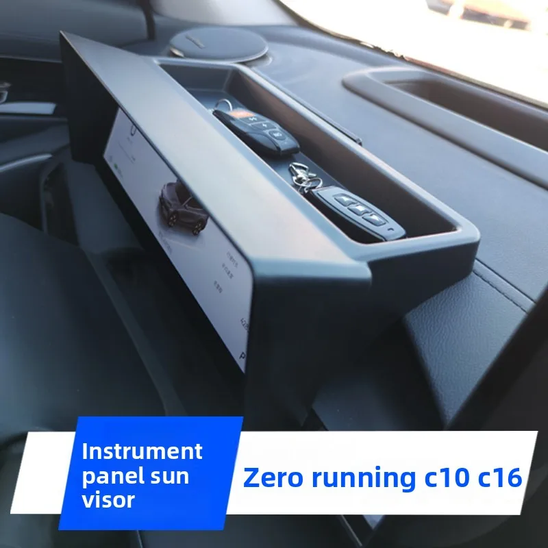 Dashboard Sunshade Cover with Storage Box for Leapmotor C10/C16 2024-2026 Anti-Glare Instrument Panel Hood Drop-in Car Interior