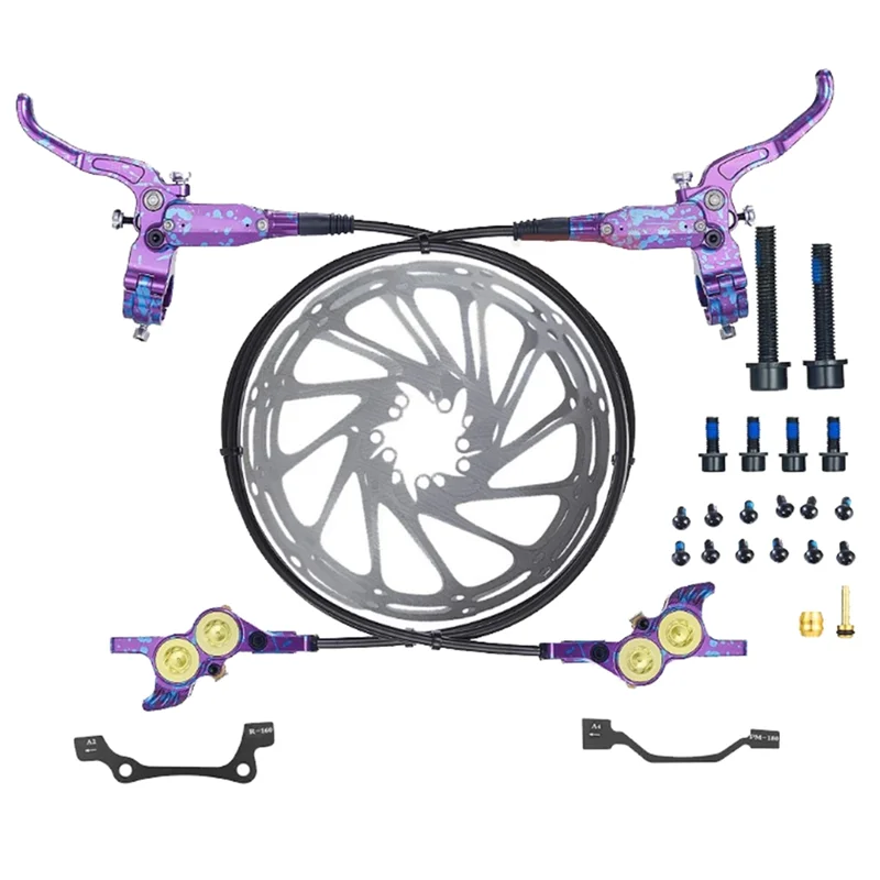 

【Летняя распродажа】комплект гидравлических дисковых тормозов для горного велосипеда, 4-поршневой передний и задний тормоз FV4, алюминиевые масляные суппорты, линейные рычаги