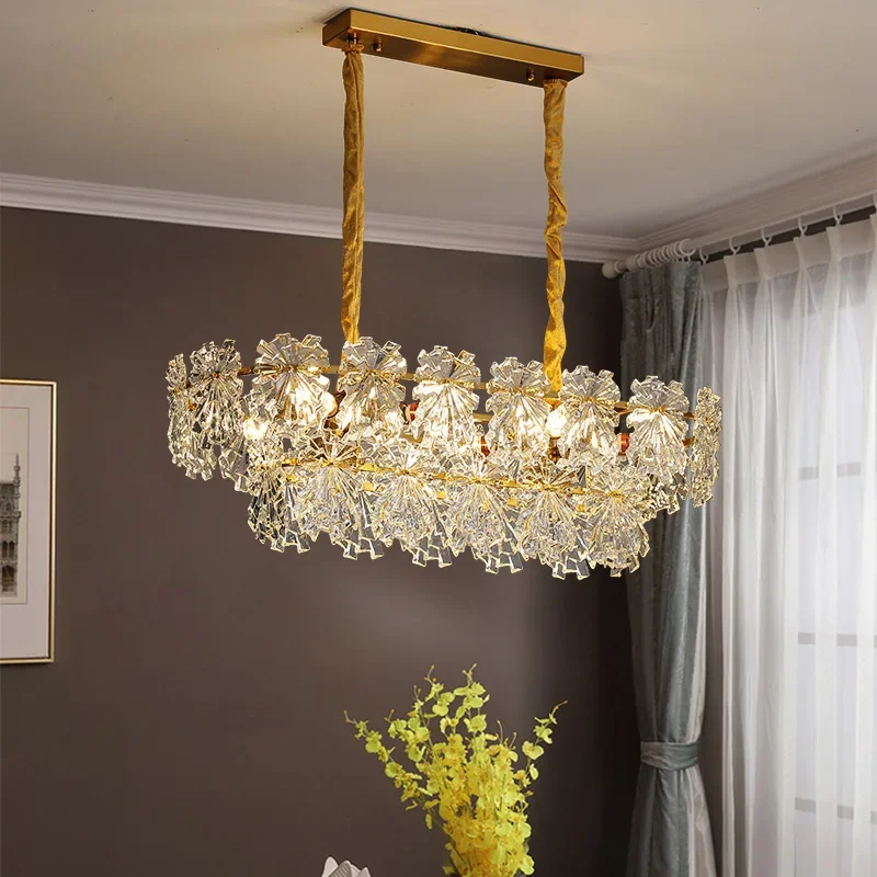 Modern LED Snowflake Glass Celling Chandeliers French Living Dinging Room Pendant Lamp Home Decor Lustre Hanging Light Fixture