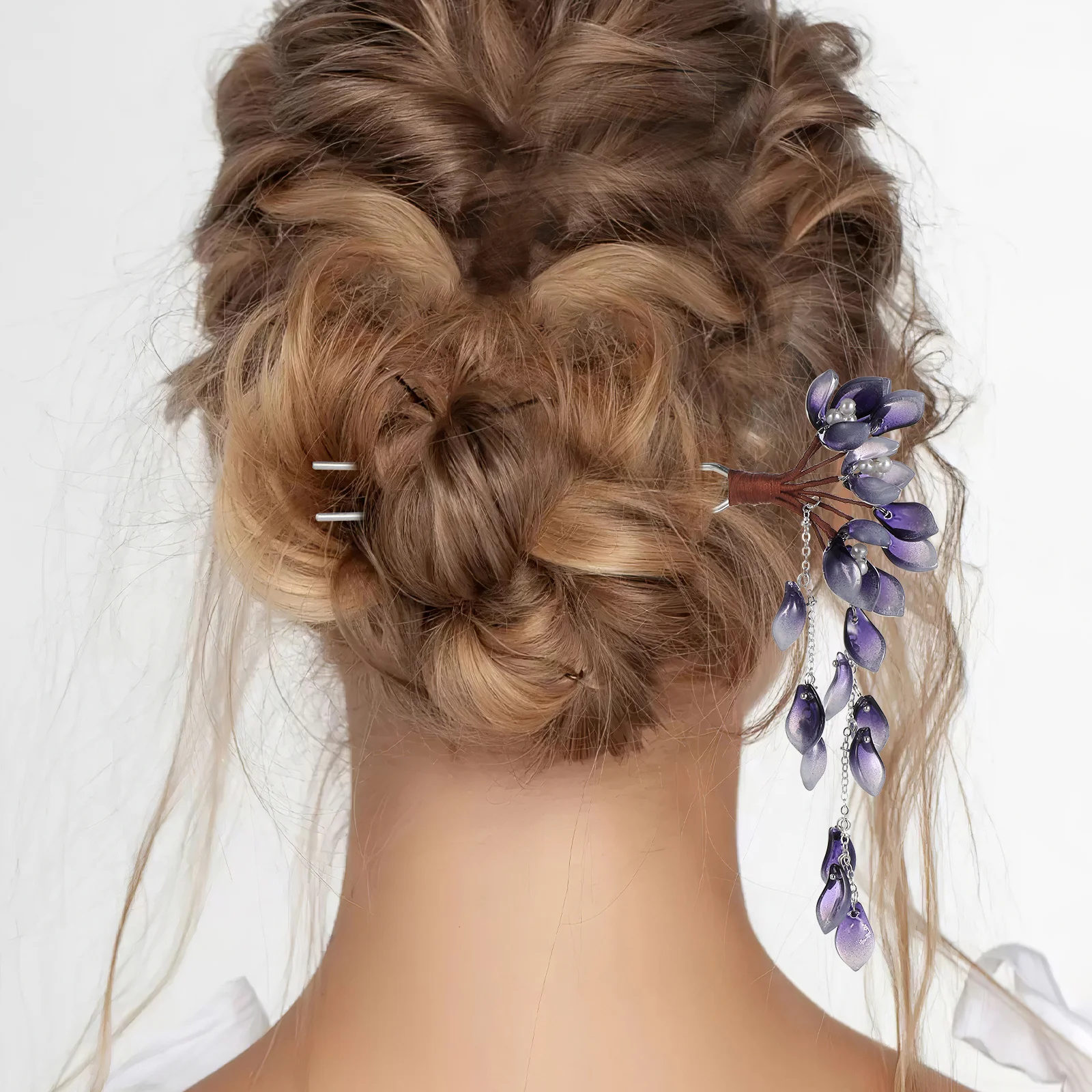 

Chinese Style Glaze Flower Hair Stick with Tassel Elegant Hair Pin for Party Cheongsam Chinese Style Hairpin Hanfu Hairpin