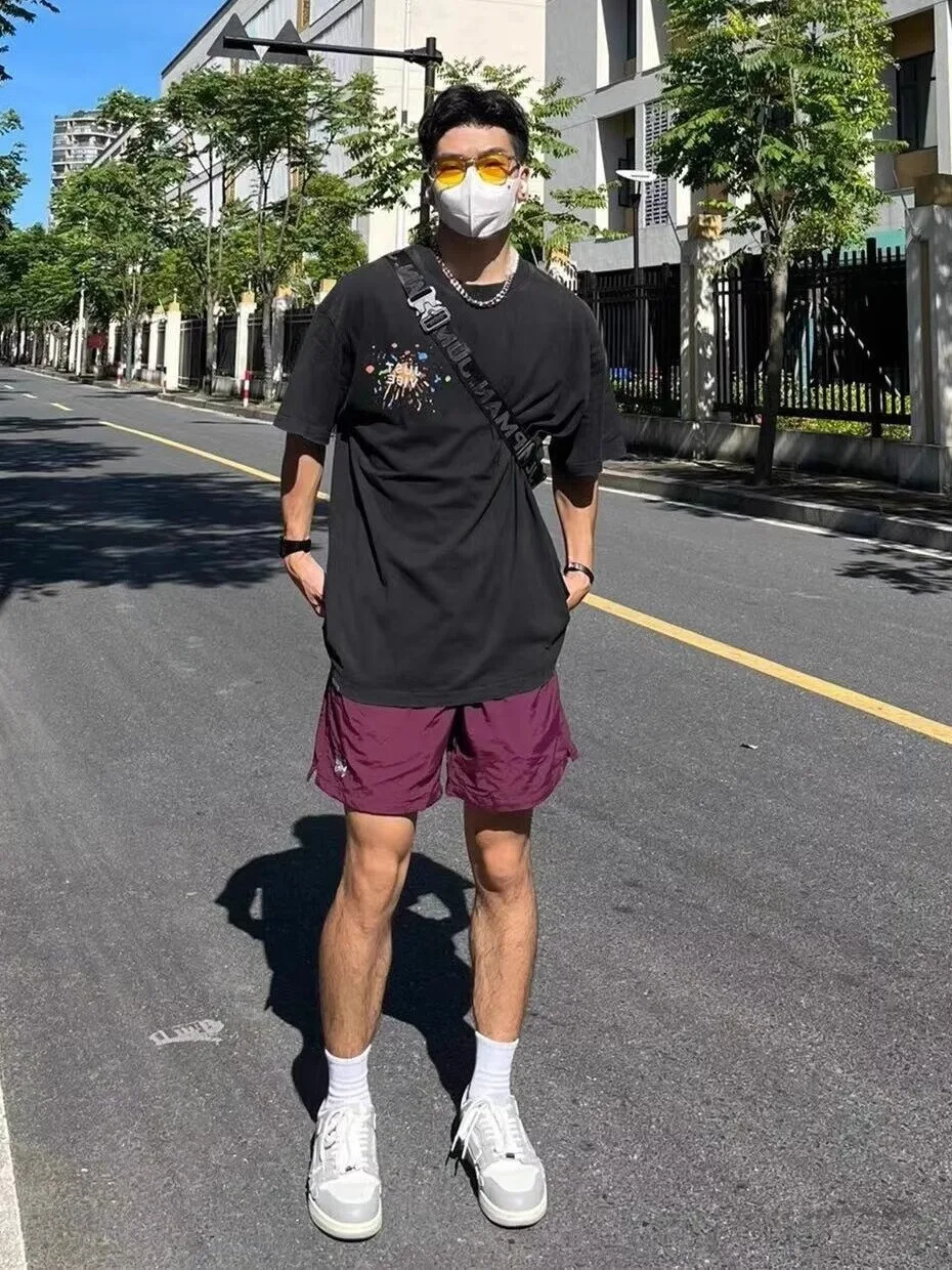 

Мужские повседневные шорты с вышивкой, свободного кроя, молодежные, летние, модные, укороченные, в уличном стиле, высокого качества