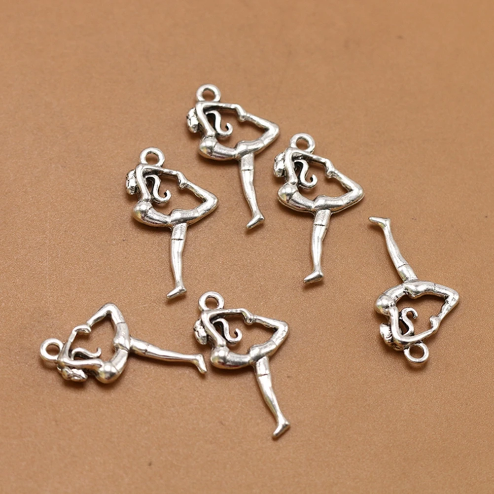 

50 Pcs Gymnast Necklace Charm Pendant Jewelry Making Pendants Woman Alloy DIY Charms