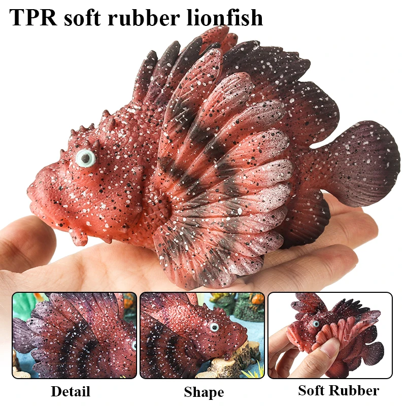 Oenux Meeresleben Tier Tintenfisch Krabbe Clownfisch Lionfish Seestern Hai Schmetterling Fisch Fliegender Fisch TPR Weiches Modell Spielzeug Kind Geschenk – Detail 7