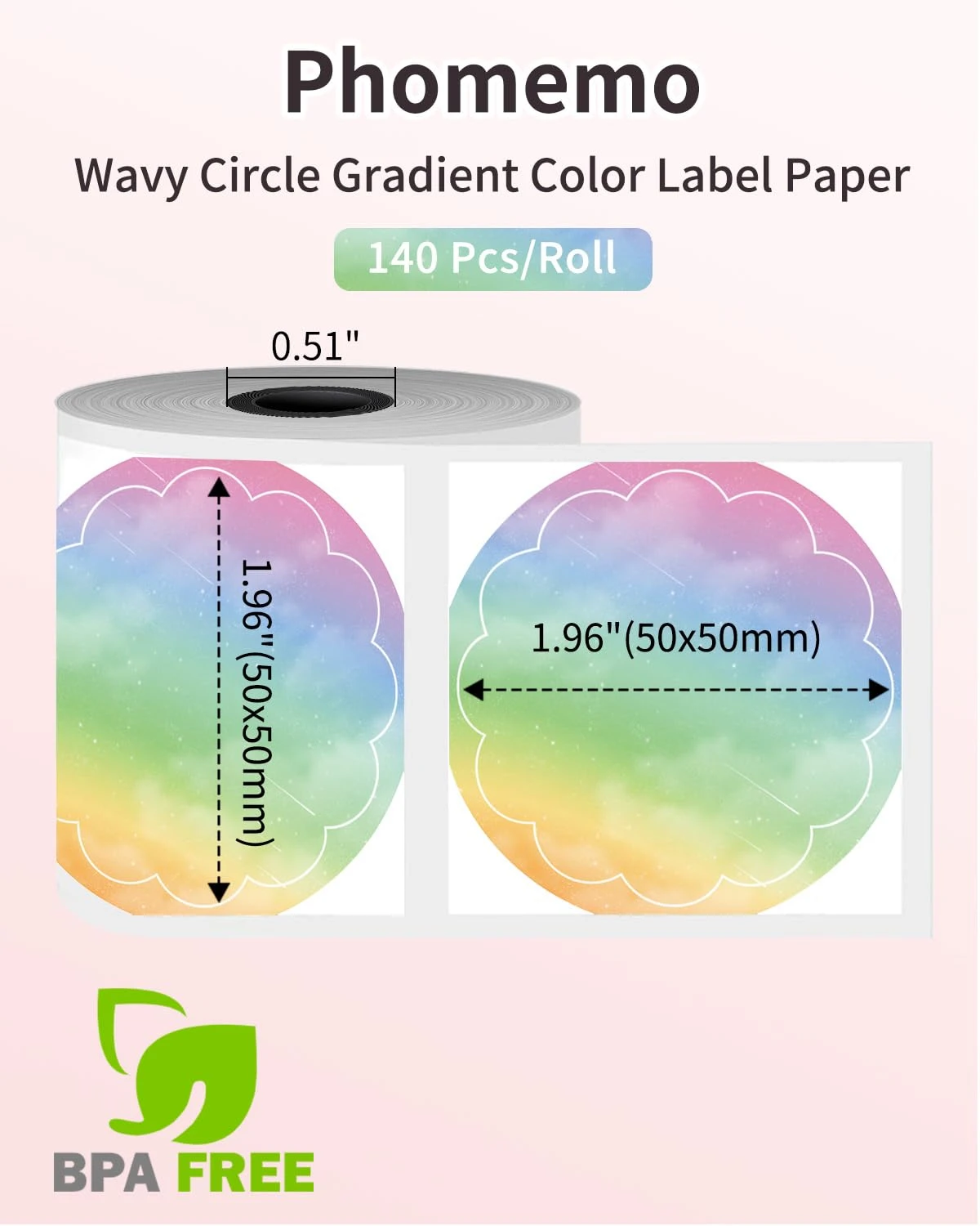 ملصقات دائرية لـ M110/M120/M200/M220، 1.96 بوصة × 1.96 بوصة (50 × 50 مم) ملصقات ألوان متدرجة مستديرة حرارية للرمز الشريطي/الشعار/الهدية/شكرًا