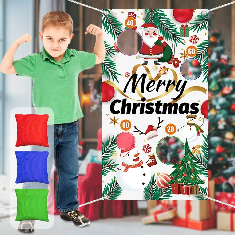 Hot for Adults Children Party Games Safe Tossing Throwing Banner Christmas Throwing Game Flag Play Bean Bags Outdoor Toy