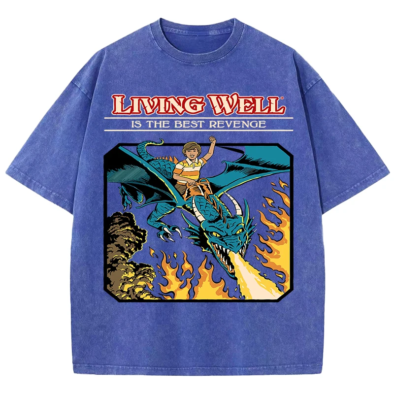 

Мужские футболки A Person Riding A Fire Breathing DragonPattern, повседневная хлопковая футболка, свободный мягкий топ, универсальная одежда