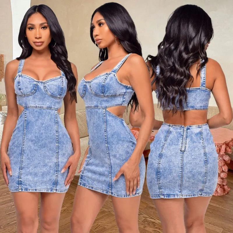 

Sexy Denim Mini Skirt Women High Waist Split Solid Skirts for Girls All-match Simple Casual 2023 Summer Fashion Ladies Bottom
