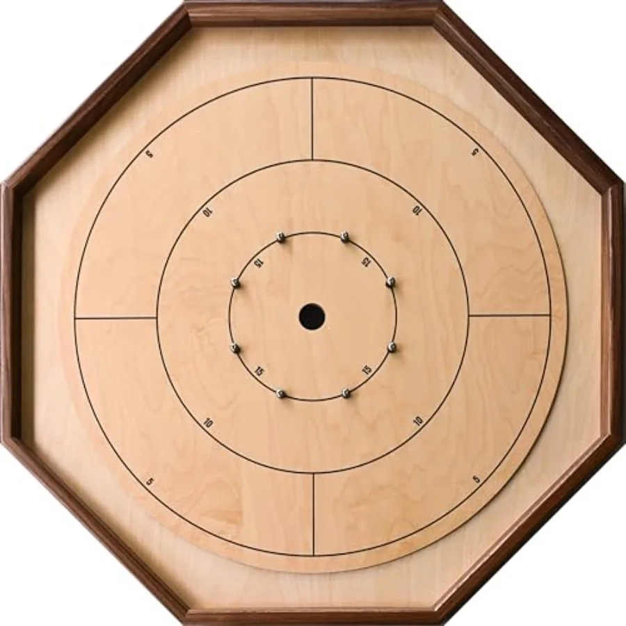 

Традиционный восьмиугольный набор настольных игр Crokinole с направляющей из орехового дерева для отдыха в помещении и семейных развлечений с гладким G