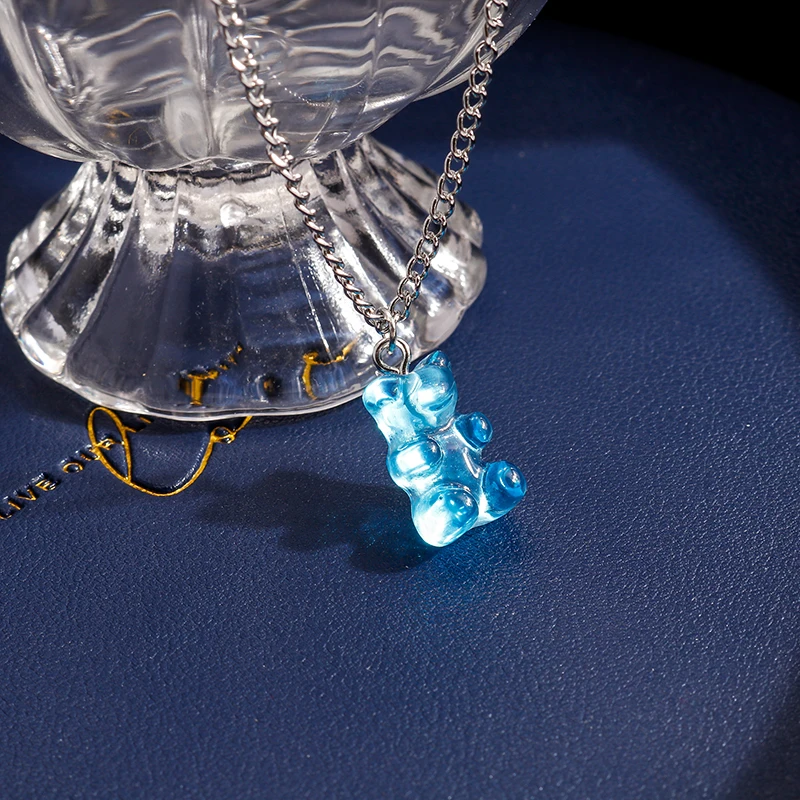 Aihua neue große Süßigkeiten Farbe Gummibärchen Halskette für Frauen Kinder kreative Harz Bär Anhänger Halskette Ohrring Geburtstag Schmuck Geschenke – Detail 26