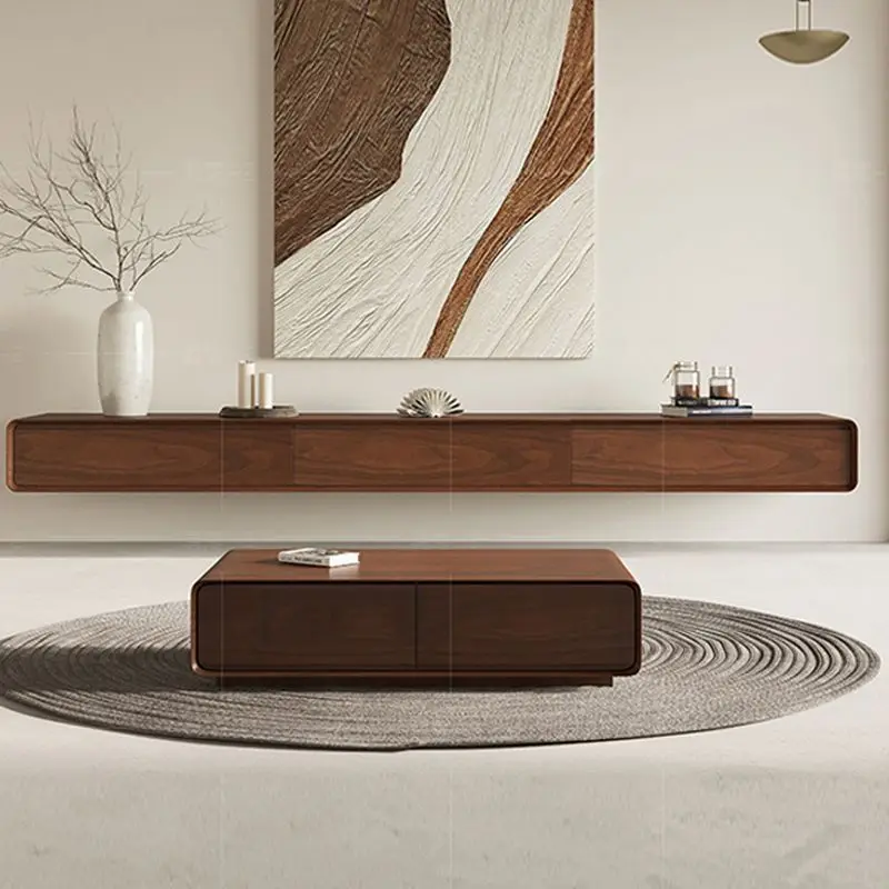 خزانة تلفزيون معلقة من الخشب الصلب مثبتة على الحائط، شقة صغيرة ضيقة معلقة ورقيقة جدًا مثبتة على الحائط