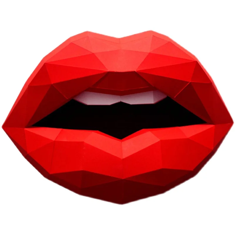 Flame red lips women\'s cosmetics lipstick shop wall three-dimensional paper art decoration ornaments personality