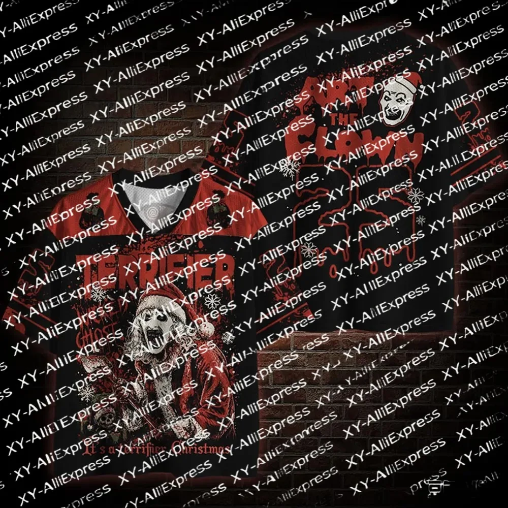 2026 Horror Christmas Hockey Jersey Men's Short Sleeve All-Over Print Quick-Dry Halloween Party Breathable T-Shirt