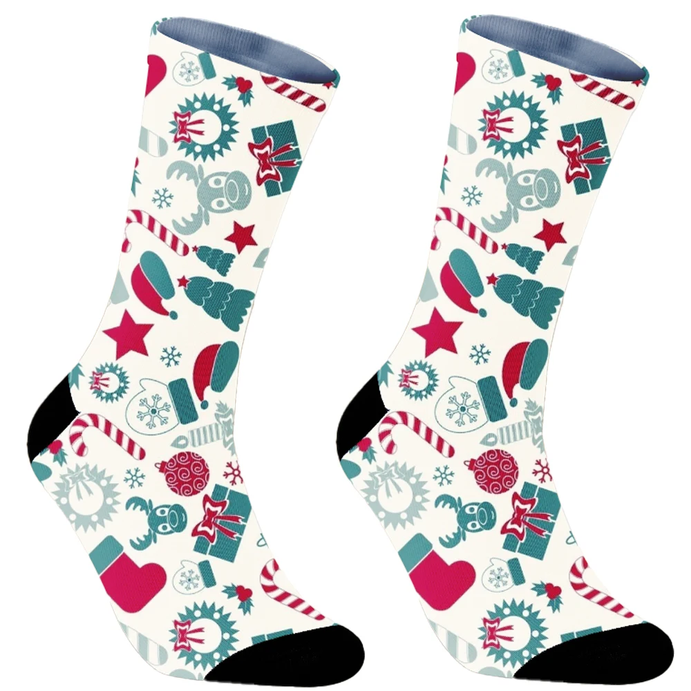 Chaussettes de Noël coordonnantes pour hommes et femmes, motif de couture chaud, peinture en aérosol, chaussettes de cyclisme décontractées, offre spéciale