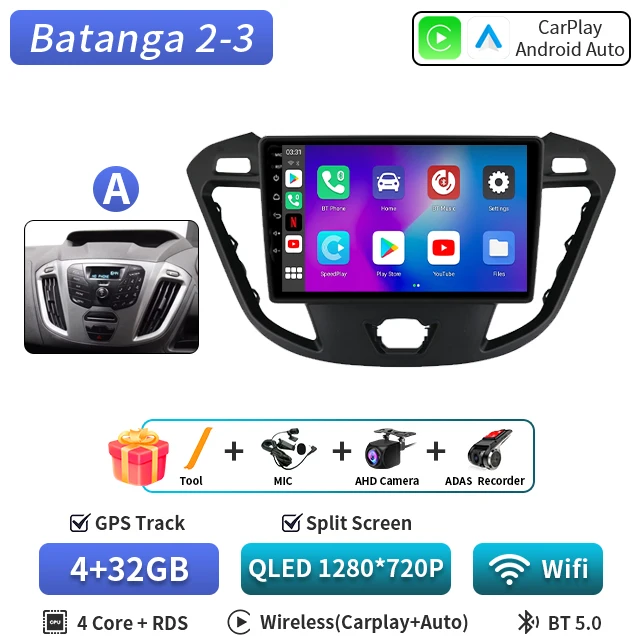 Android 16 voor Ford Tourneo Custom 1 I Transit 2012-2021 Qualcomm Snapdragon Navigatie 5G Multimedia Speler Auto Carplay auto - afbeelding 1