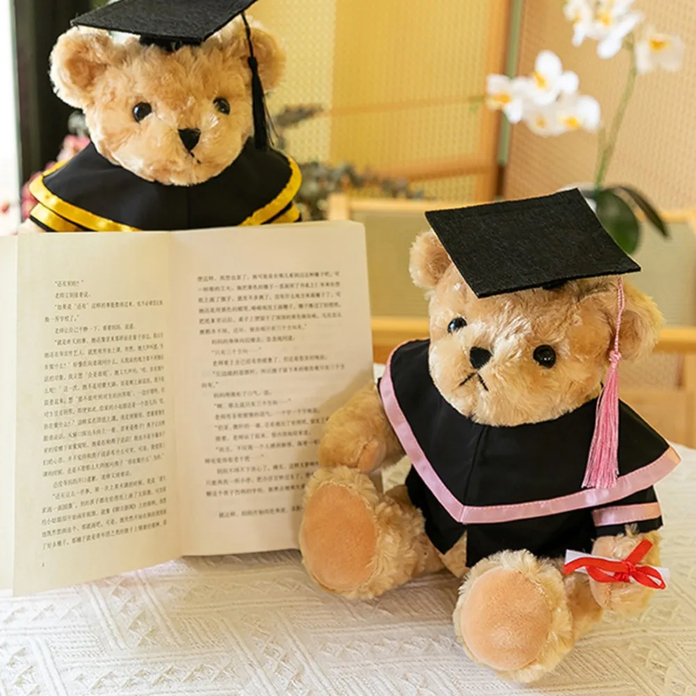 Bachelor Hat Doctor Cap Graduation Bear Doll Academic Dress Soft Bachelor Bear Plush Toy Cute Stuffed Bear Animal Doll