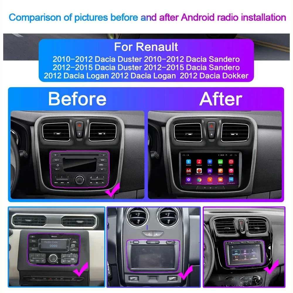 Car Radio Carplay For Renault Dacia LOGAN Sandero Duster Lodgy Captur Dokker GPS Navigation Stereo Android Multimedia Player HU