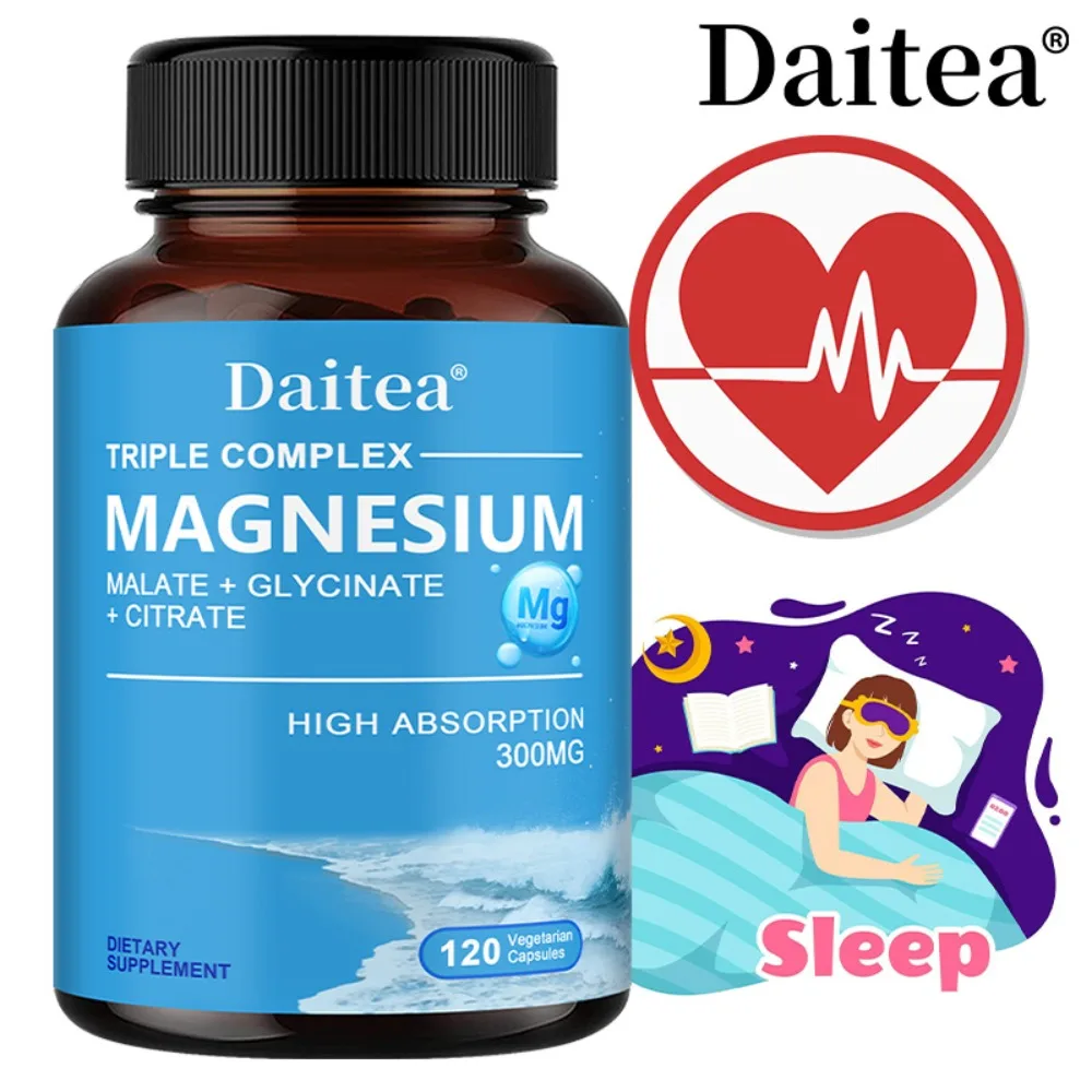 Triple Magnesium Complex - Supports Bone, Muscle & Nerve Health, Relieves Stress, Boosts Natural Energy and Improves Absorption