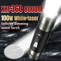 99000LM XHP360 Rechargeable LED Flashlight 26650 Type Torch with Power Indicator and Power Output Interface for Outdoor Fishing