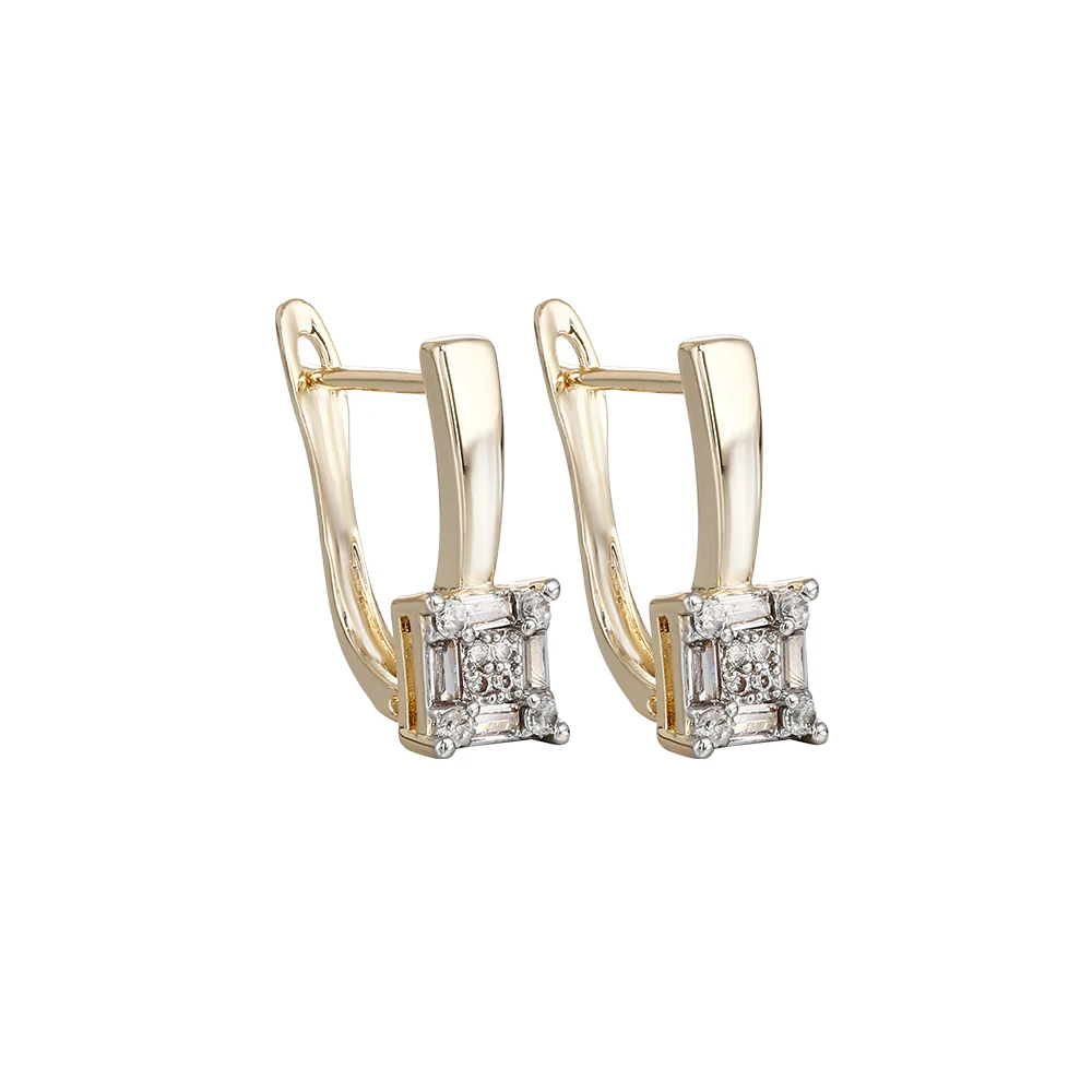 Mini-Quadrat-Ohrringe und Ring-Set, kupferbeschichtet, 14K Gold, modischer Schmuck, schlichte, funkelnde Diamant-Accessoires für den Alltag. – Detail 10
